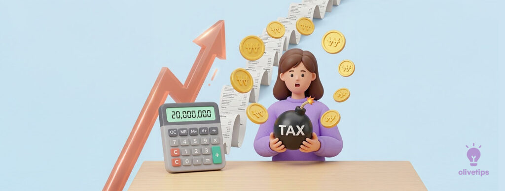 미국주식 세금 폭탄 주의 일러스트