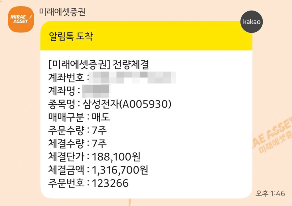 슬리피지로 체결된 매도 알림 내역