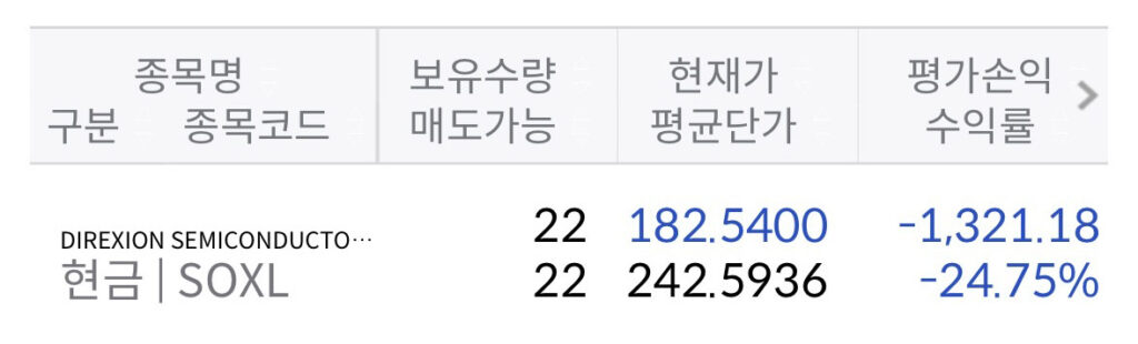 SOXL 무한매수법 실전 계좌 손실
